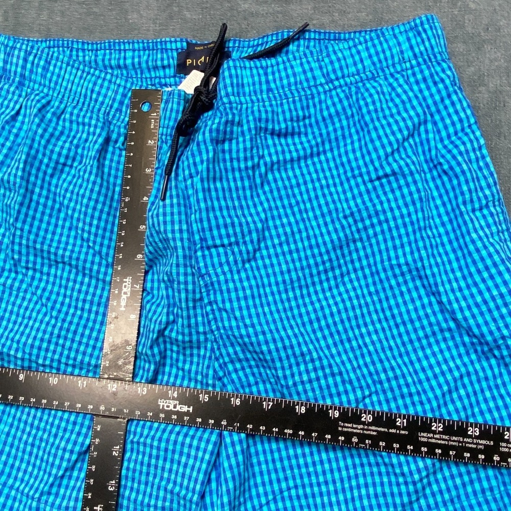 Piombo Swim Shorts Mens XL Black Blue Plaid Mesh Lined Drawstring Waist Beach - Picture 7 of 16